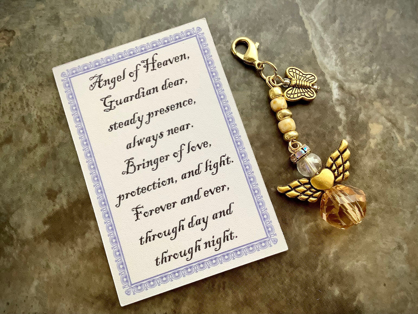 Angel Charm, Faith Gift, Angel Planner Charm Guardian Angel Gift, Purse Charm, Planner Charm, Butterfly Angel, Bouquet Charm for Bride