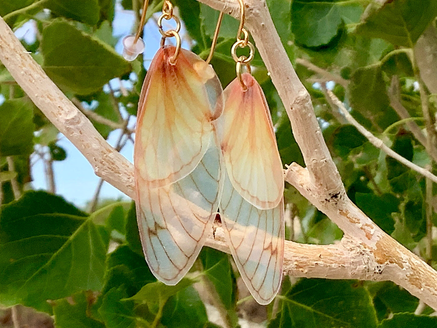 Fairy wing earrings, Costume accessories, Fairycore, Fall earrings, Cosplay Fantasy, semi transparent realistic looking wing earrings