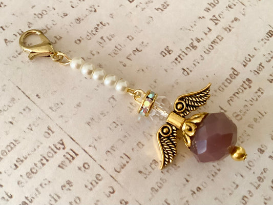 Angel charm with clasp | gold plum | wedding bouquet charm | guardian Angel gift