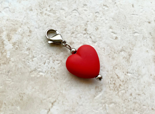 Heart shaped zipper pull, clip on charm, purse charm, bag charm, jacket charm, sweater charm, planner charm, badge charm, heart tugger charm