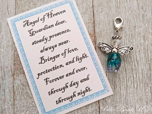 Guardian Angel Charm with Saying Card, Guardian Angel Gift, Small Gifts for Her, Faith Charms, Holidays, Birthday, Valentine's Day for Her